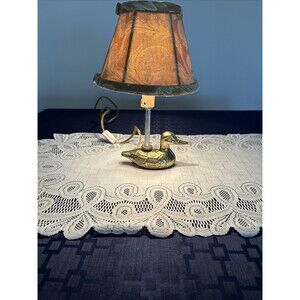 Vintage Small Brass Duck Lamp With Shade H 9 In W 4 In
